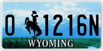 WY license plate 01216N