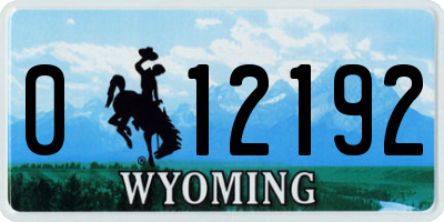WY license plate 012192