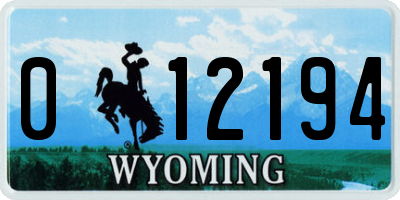 WY license plate 012194