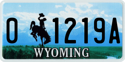 WY license plate 01219A
