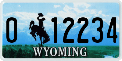 WY license plate 012234