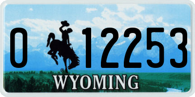 WY license plate 012253