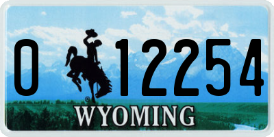 WY license plate 012254