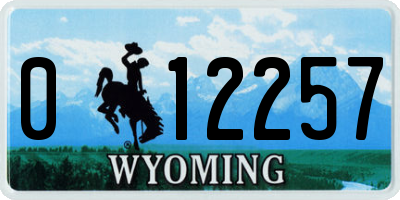 WY license plate 012257