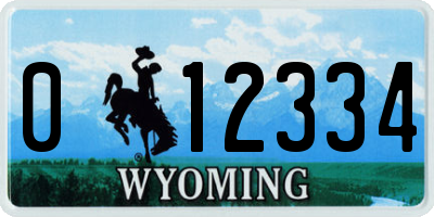 WY license plate 012334