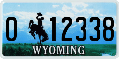 WY license plate 012338