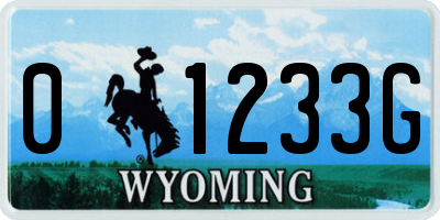 WY license plate 01233G