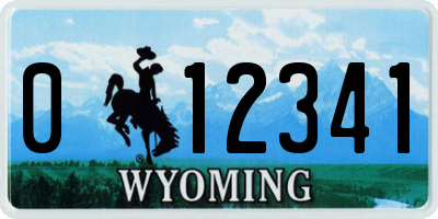 WY license plate 012341