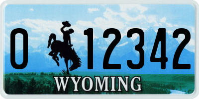 WY license plate 012342