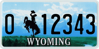 WY license plate 012343