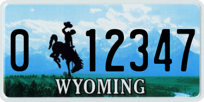WY license plate 012347