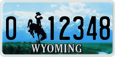 WY license plate 012348