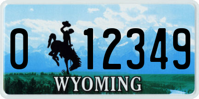 WY license plate 012349
