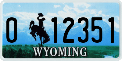 WY license plate 012351