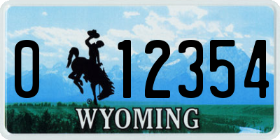 WY license plate 012354