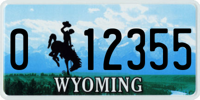 WY license plate 012355