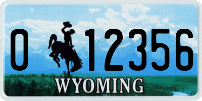 WY license plate 012356