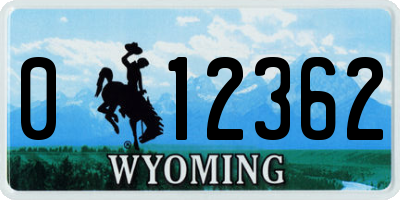 WY license plate 012362