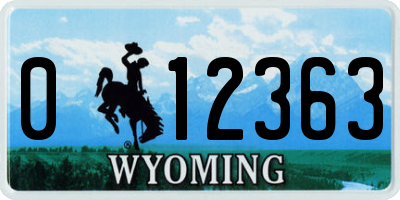 WY license plate 012363