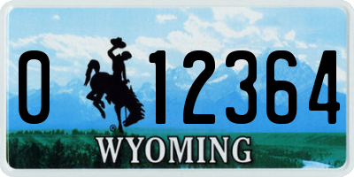 WY license plate 012364