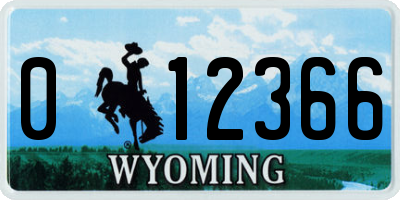 WY license plate 012366