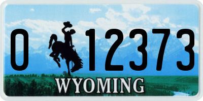 WY license plate 012373