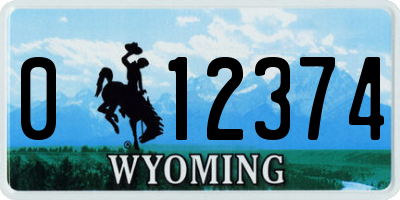 WY license plate 012374