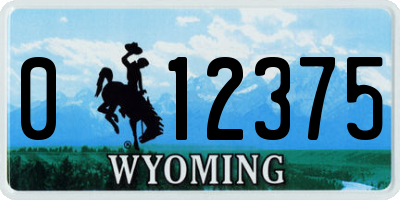 WY license plate 012375