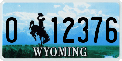 WY license plate 012376