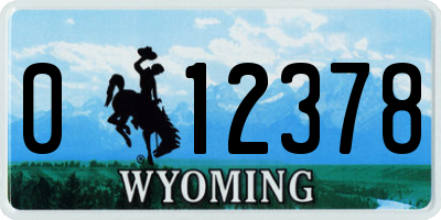 WY license plate 012378