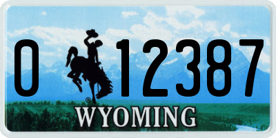 WY license plate 012387