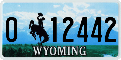 WY license plate 012442