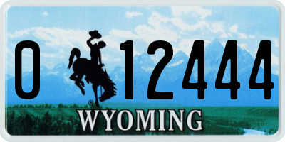 WY license plate 012444