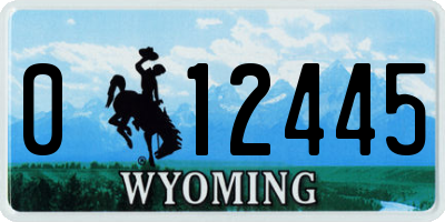 WY license plate 012445