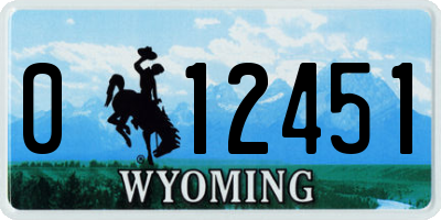 WY license plate 012451