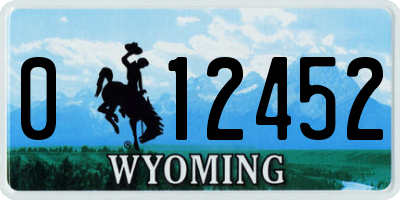 WY license plate 012452