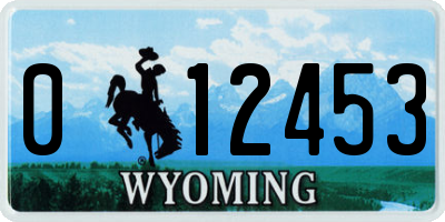 WY license plate 012453