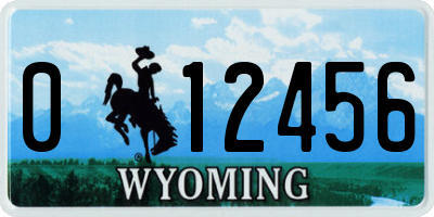 WY license plate 012456