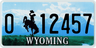 WY license plate 012457