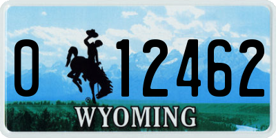 WY license plate 012462