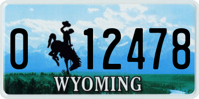 WY license plate 012478