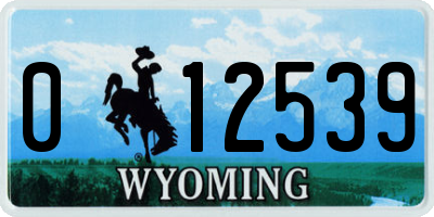 WY license plate 012539