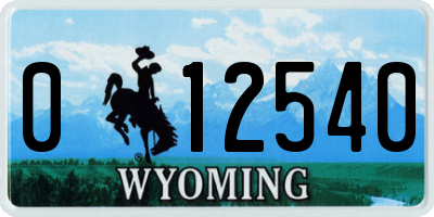 WY license plate 012540