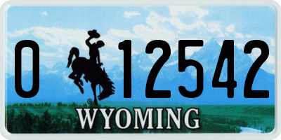 WY license plate 012542