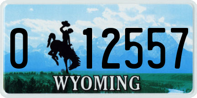 WY license plate 012557