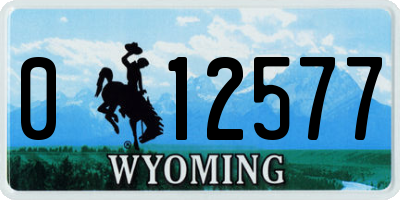 WY license plate 012577