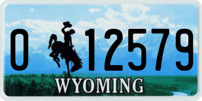 WY license plate 012579