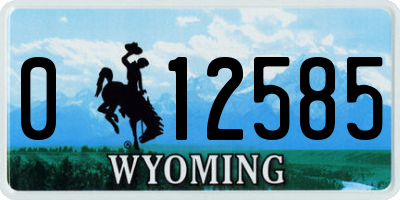 WY license plate 012585