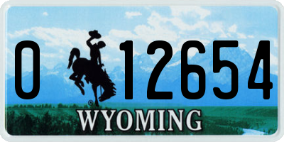 WY license plate 012654