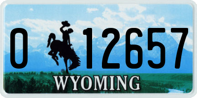 WY license plate 012657